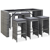 NNEVL 7 Piece Garden Bar Set with Cushions Poly Rattan Grey