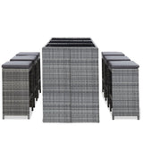 NNEVL 7 Piece Garden Bar Set with Cushions Poly Rattan Grey