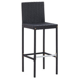 NNEVL 7 Piece Outdoor Bar Set with Cushions Poly Rattan Black