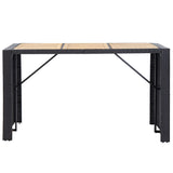 NNEVL 7 Piece Outdoor Bar Set with Cushions Poly Rattan Black
