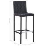 NNEVL 5 Piece Outdoor Bar Set Poly Rattan and Acacia Wood Black