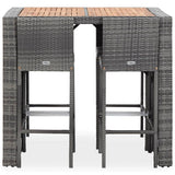 NNEVL 5 Piece Outdoor Bar Set Poly Rattan and Acacia Wood Grey