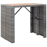 NNEVL 5 Piece Outdoor Bar Set Poly Rattan and Acacia Wood Grey