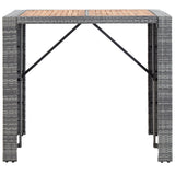 NNEVL 5 Piece Outdoor Bar Set Poly Rattan and Acacia Wood Grey