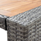 NNEVL 5 Piece Outdoor Bar Set Poly Rattan and Acacia Wood Grey