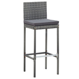 NNEVL 5 Piece Outdoor Bar Set Poly Rattan and Acacia Wood Grey