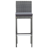 NNEVL 5 Piece Outdoor Bar Set Poly Rattan and Acacia Wood Grey
