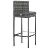 NNEVL 5 Piece Outdoor Bar Set Poly Rattan and Acacia Wood Grey