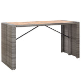 NNEVL 9 Piece Outdoor Bar Set Poly Rattan and Acacia Wood Grey