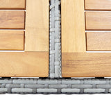 NNEVL 9 Piece Outdoor Bar Set Poly Rattan and Acacia Wood Grey