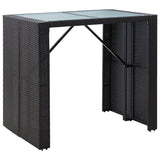 NNEVL 5 Piece Outdoor Bar Set Poly Rattan and Glass Black