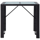 NNEVL 5 Piece Outdoor Bar Set Poly Rattan and Glass Black