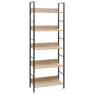 NNEVL 5-Layer Book Shelf Oak 60x27.6x158.5 cm Engineered Wood