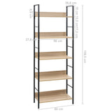 NNEVL 5-Layer Book Shelf Oak 60x27.6x158.5 cm Engineered Wood