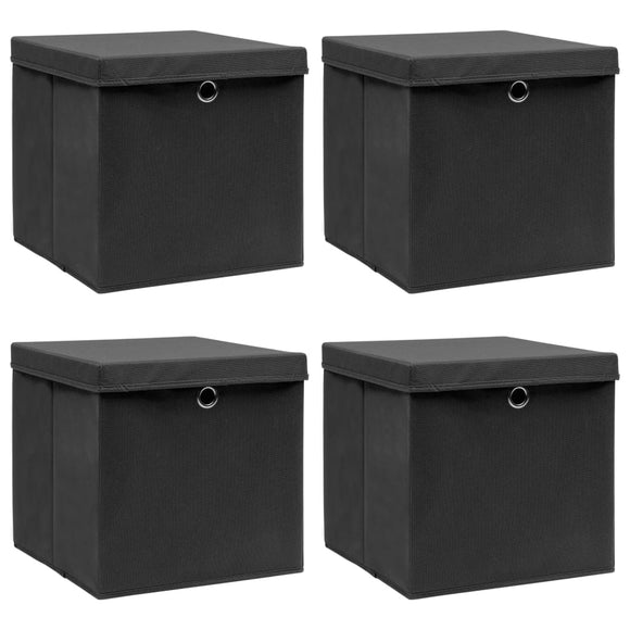 NNEVL Storage Boxes with Lids 4 pcs Black 32x32x32 cm Fabric