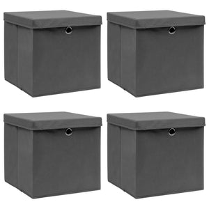 NNEVL Storage Boxes with Lids 4 pcs Grey 32x32x32 cm Fabric