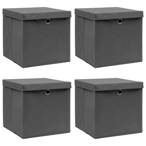 NNEVL Storage Boxes with Lids 4 pcs Grey 32x32x32 cm Fabric