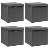 NNEVL Storage Boxes with Lids 4 pcs Grey 32x32x32 cm Fabric