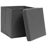 NNEVL Storage Boxes with Lids 4 pcs Grey 32x32x32 cm Fabric