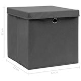 NNEVL Storage Boxes with Lids 4 pcs Grey 32x32x32 cm Fabric
