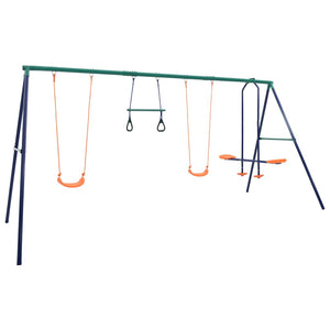 NNEVL Swing Set with Gymnastic Rings and 4 Seats Steel