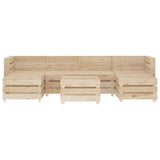 NNEVL 7 Piece Garden Lounge Set Pallets Wood