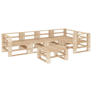 NNEVL 6 Piece Garden Lounge Set Pallets Wood