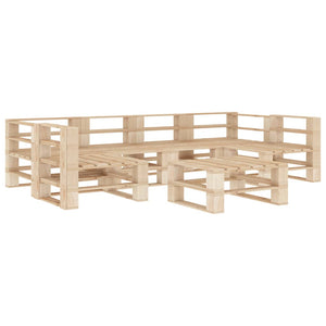 NNEVL 7 Piece Garden Lounge Set Pallets Wood