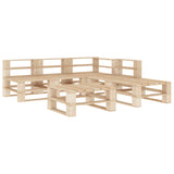 NNEVL 6 Piece Garden Lounge Set Pallets Wood