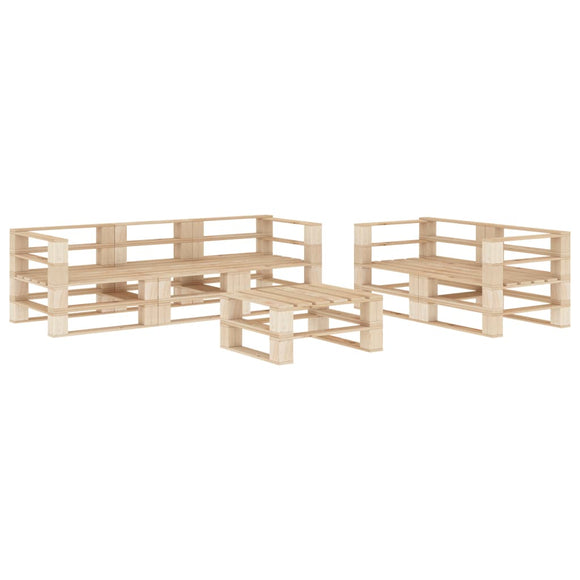 NNEVL 6 Piece Garden Lounge Set Pallets Wood