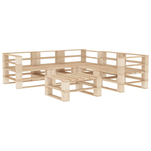 NNEVL 6 Piece Garden Lounge Set Pallets Wood