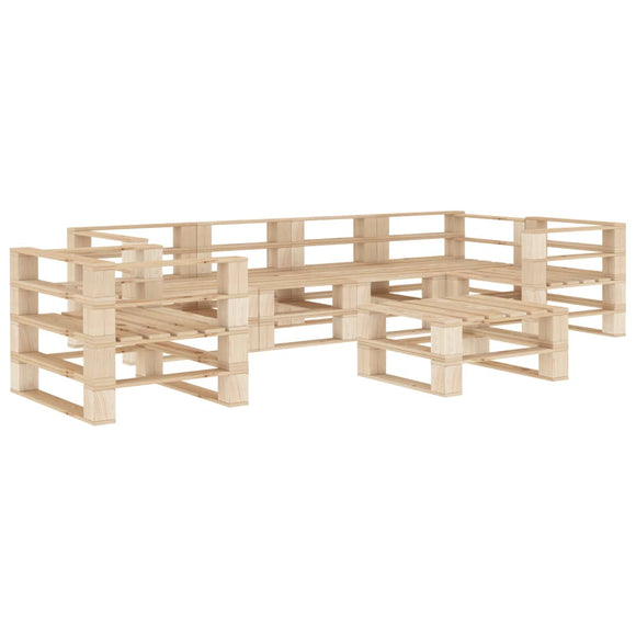 NNEVL 7 Piece Garden Lounge Set Pallets Wood