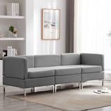 NNEVL 3 Piece Sofa Set Fabric Light Grey