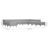 NNEVL 10 Piece Sofa Set Fabric Light Grey