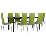 NNEVL 9 Piece Dining Set Faux Leather Green