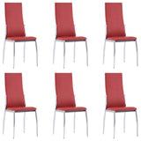 NNEVL 7 Piece Dining Set Faux Leather Red