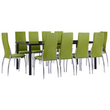 NNEVL 11 Piece Dining Set Faux Leather Green