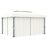 NNEVL Gazebo with Curtain 4x3 m Cream White Aluminium