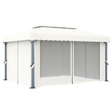 NNEVL Gazebo with Curtain 4x3 m Cream White Aluminium