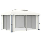 NNEVL Gazebo with Curtain 4x3 m Cream White Aluminium