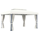 NNEVL Gazebo with Curtain 4x3 m Cream White Aluminium