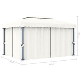 NNEVL Gazebo with Curtain 4x3 m Cream White Aluminium