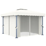 NNEVL Gazebo with Curtain 3x3 m Cream White Aluminium