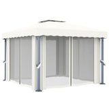 NNEVL Gazebo with Curtain 3x3 m Cream White Aluminium