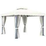 NNEVL Gazebo with Curtain 3x3 m Cream White Aluminium