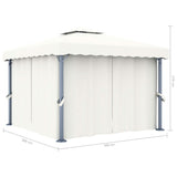 NNEVL Gazebo with Curtain 3x3 m Cream White Aluminium