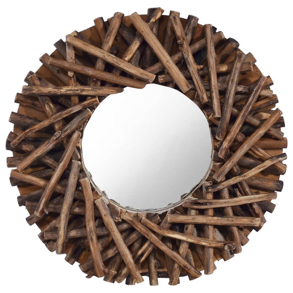 NNEVL Wall Mirror 40 cm Teak Round