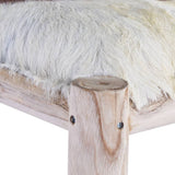 NNEVL Bar Stool Real Goat Leather and Solid Teak Wood