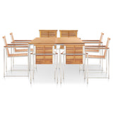 NNEVL 9 Piece Dining Set Solid Acacia Wood and Stainless Steel
