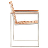 NNEVL 9 Piece Dining Set Solid Acacia Wood and Stainless Steel